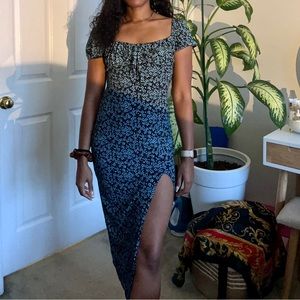 Blue floral puff sleeve milkmaid dress from missguided. US size 4.